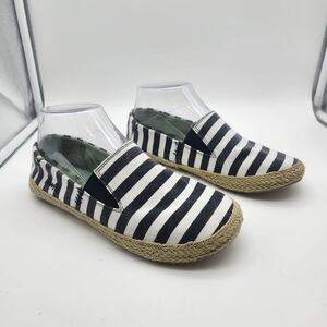 Blowfish Womens 6 Blue White Striped Flats Slip On Weave Front Round Toe Canvas